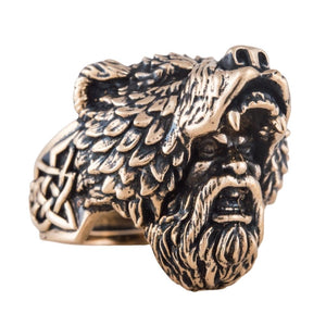 Baguer en bronze à l'effigie de la tête d'un guerrier fauve