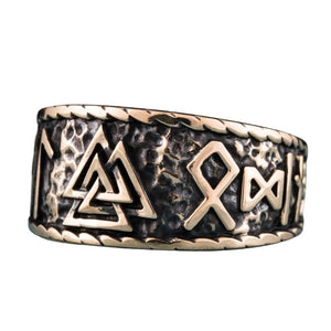 Anneau en Bronze Valknut décoré de Runes