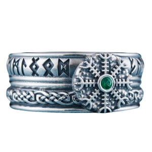 Anneau runique symbole Aegishjalmur argent