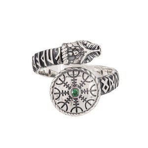 Bague Aegishjalmur et Serpent Runique
