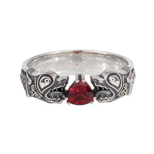 Bague viking en argent décorée de loups stylisées