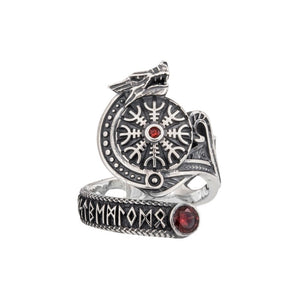 Bague en Argent Fenrir Pierre Rouge