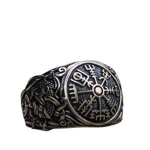 Bague Vegvisir en argent décoré du style viking de Mammen