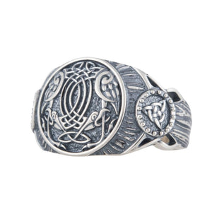 Bague viking corbeau argent