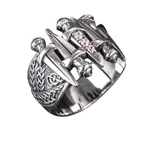 Bague viking sculptée en argent