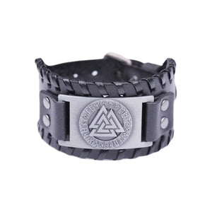 Bracelet Viking Cuir Valknut | Horde Viking