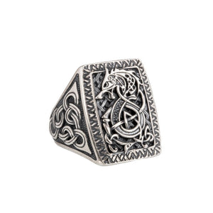 Chevalière loup Fenrir en argent