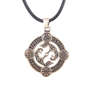 Pendentif viking en bronze hugin et munin