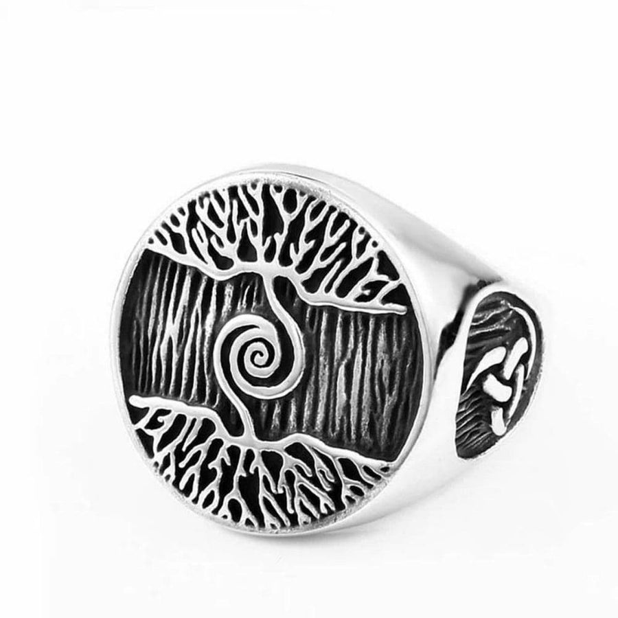 Anneau Titane Viking Noeud Celtique – Bague Punk Rock Hip Hop Vintage Pour Homme, Motard, Style Nordique Puissant Et Tendance