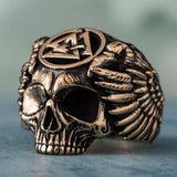 Bague Crâne d'Odin décoré du symbole Valknut