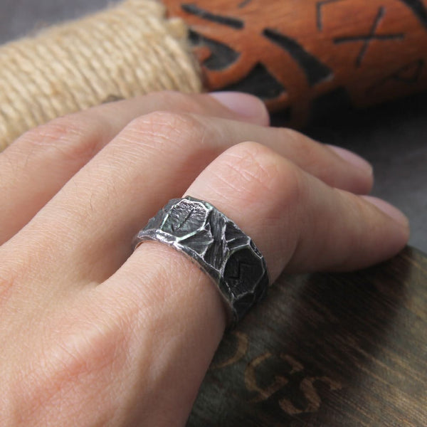 Bague de runes acier