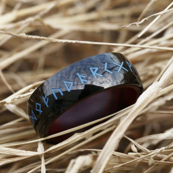 Bague runique noir et rouge