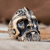 Bague Tête de Guerrier Viking en Bronze