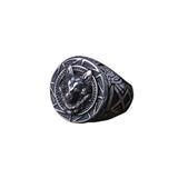 Bague tête de loup viking en acier