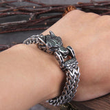 Bracelet acier loup Viking