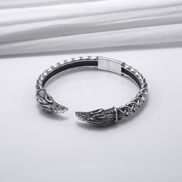 Bracelet argent torque de corbeaux vikings