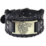 Bracelet en cuir Viking loup
