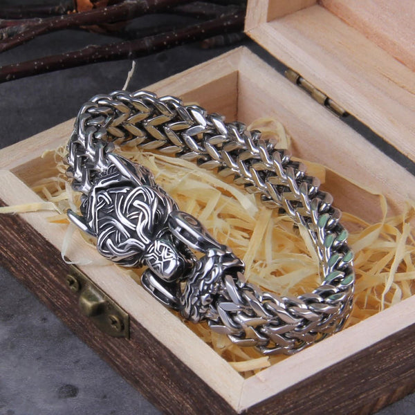 Bracelet loup viking en acier