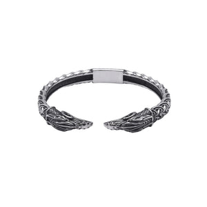 bracelet torque têtes de corbeaux vikings en argent