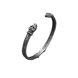 Bracelet viking serpent runique en argent
