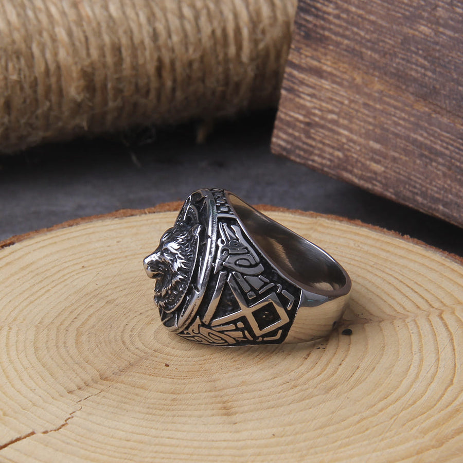 Bague Homme Style Vintage En Acier Titane - Motif Totem De Loup, Tailles 7 à 13, Pour Usage Quotidien - 11