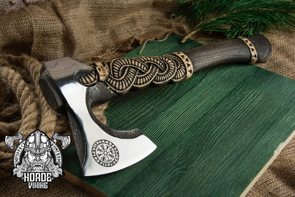 Hache viking forgée à la main, authentique vieille hache nordique