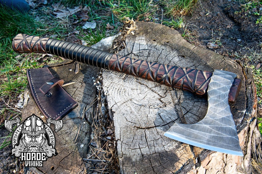 Hache Viking Double Tête - Forgée Main - Acier Carbone Et Frêne - NEUVE