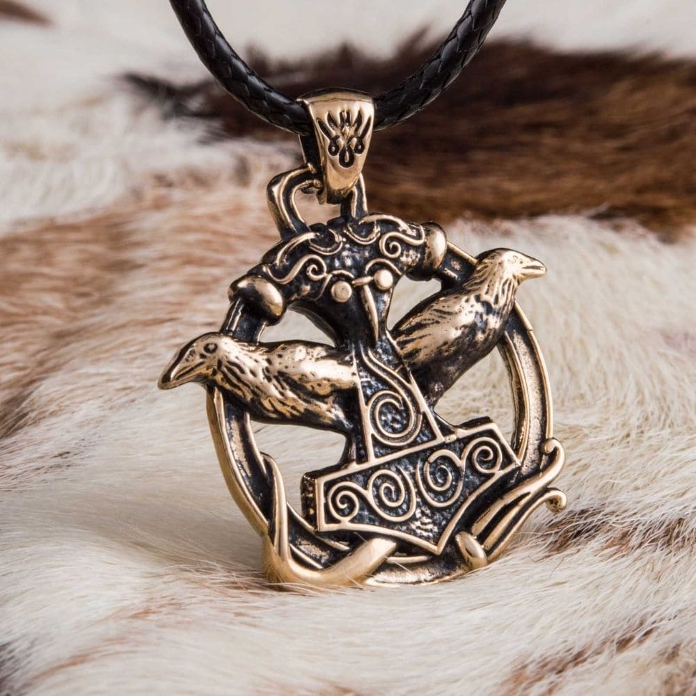 Collier Pendentif Viking – Marteau De Thor Mjöllnir Et Valknut – Acier, Neuf